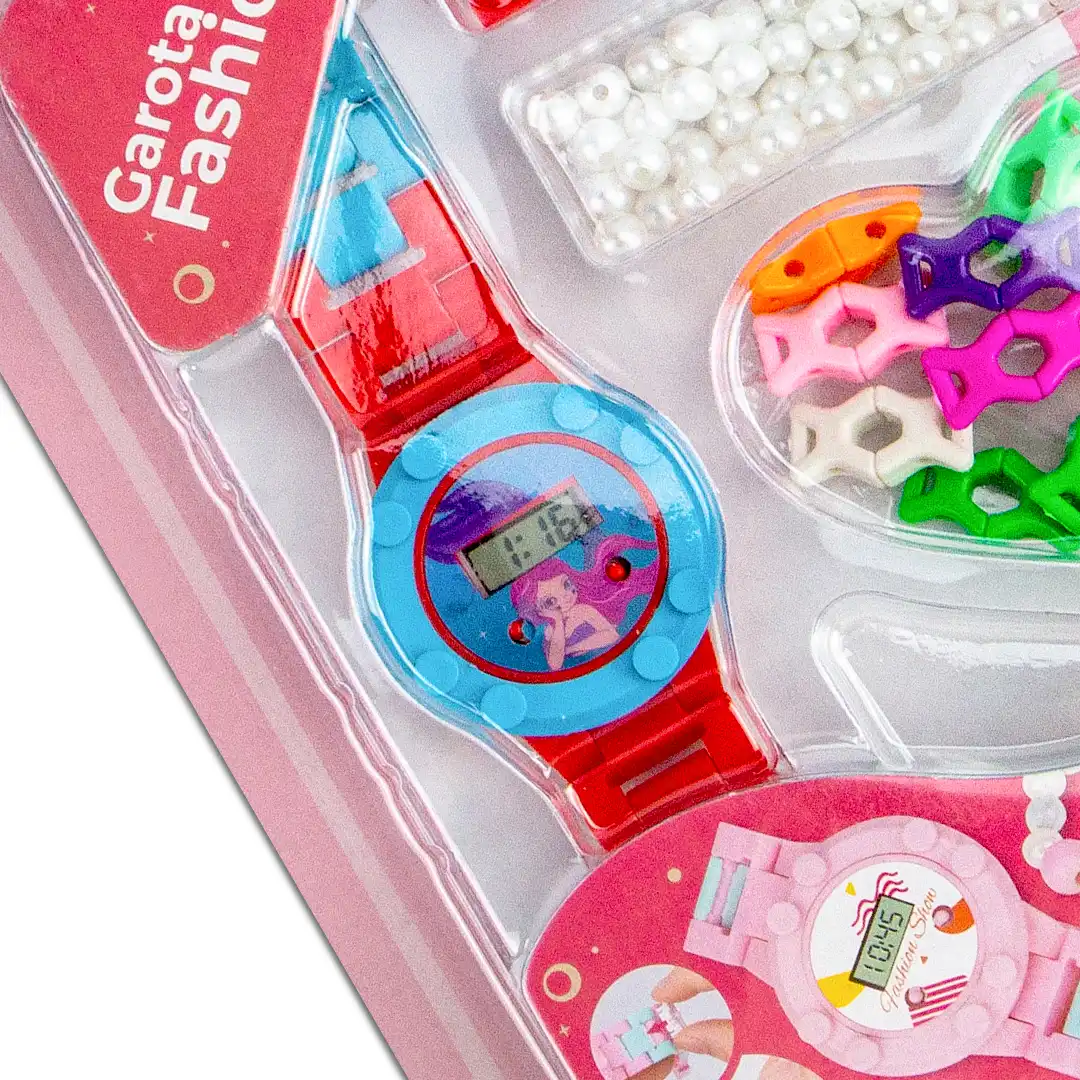 KIT RELÓGIO INFANTIL GAROTA FASHION DIY