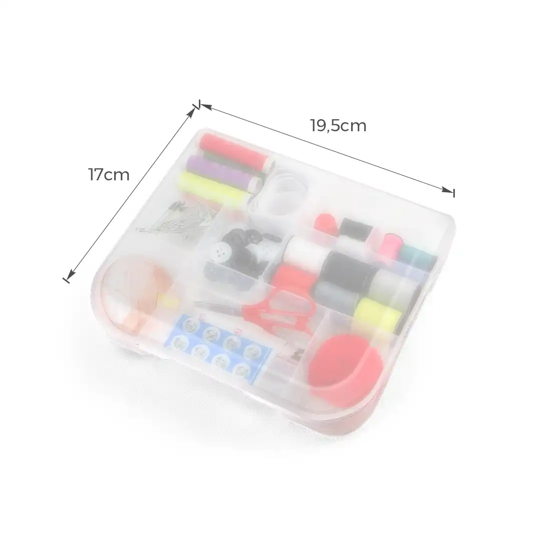 KIT DE COSTURA COMPLETO COM LINHAS, AGULHAS, TESOURA E ACESSÓRIOS EM CAIXA ORGANIZADORA