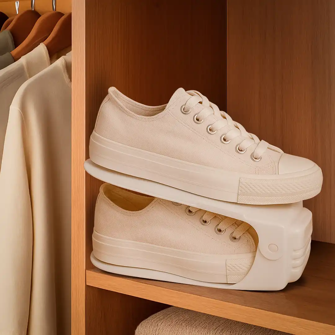 SUPORTE ORGANIZADOR DE SAPATOS AJUSTÁVEL EMPILHÁVEL BRANCO 25CM