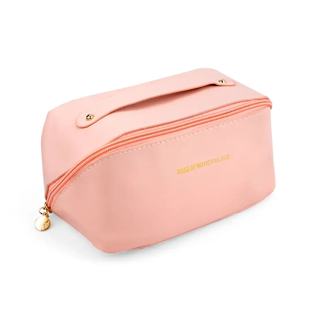 NECESSAIRE PVP COM ALÇA SUPERIOR E ZÍPER DOURADO