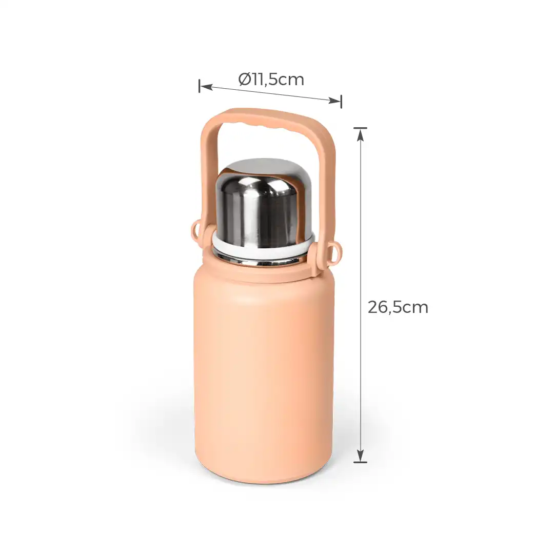 GARRAFA TÉRMICA 900ML ROSA COM ALÇA E TAMPA INOX – Ø11,5CM X 26,5CM