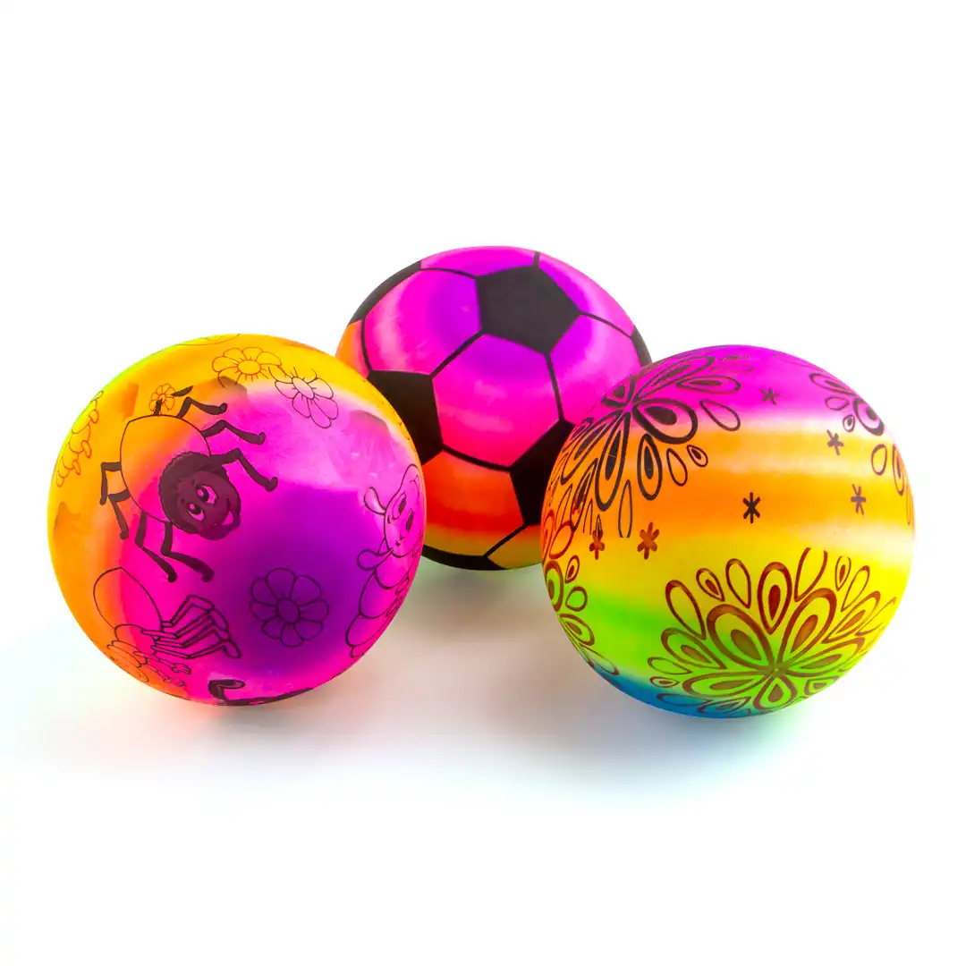 BOLA DE VINIL COLORIDA 17CM - CORES SORTIDAS