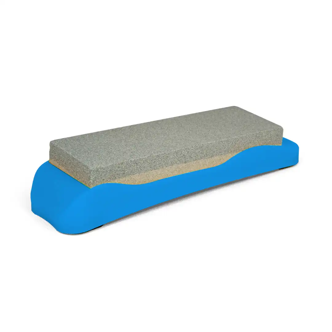 AMOLADOR DE FACAS COM BASE ANTIDERRAPANTE AZUL – 18CM