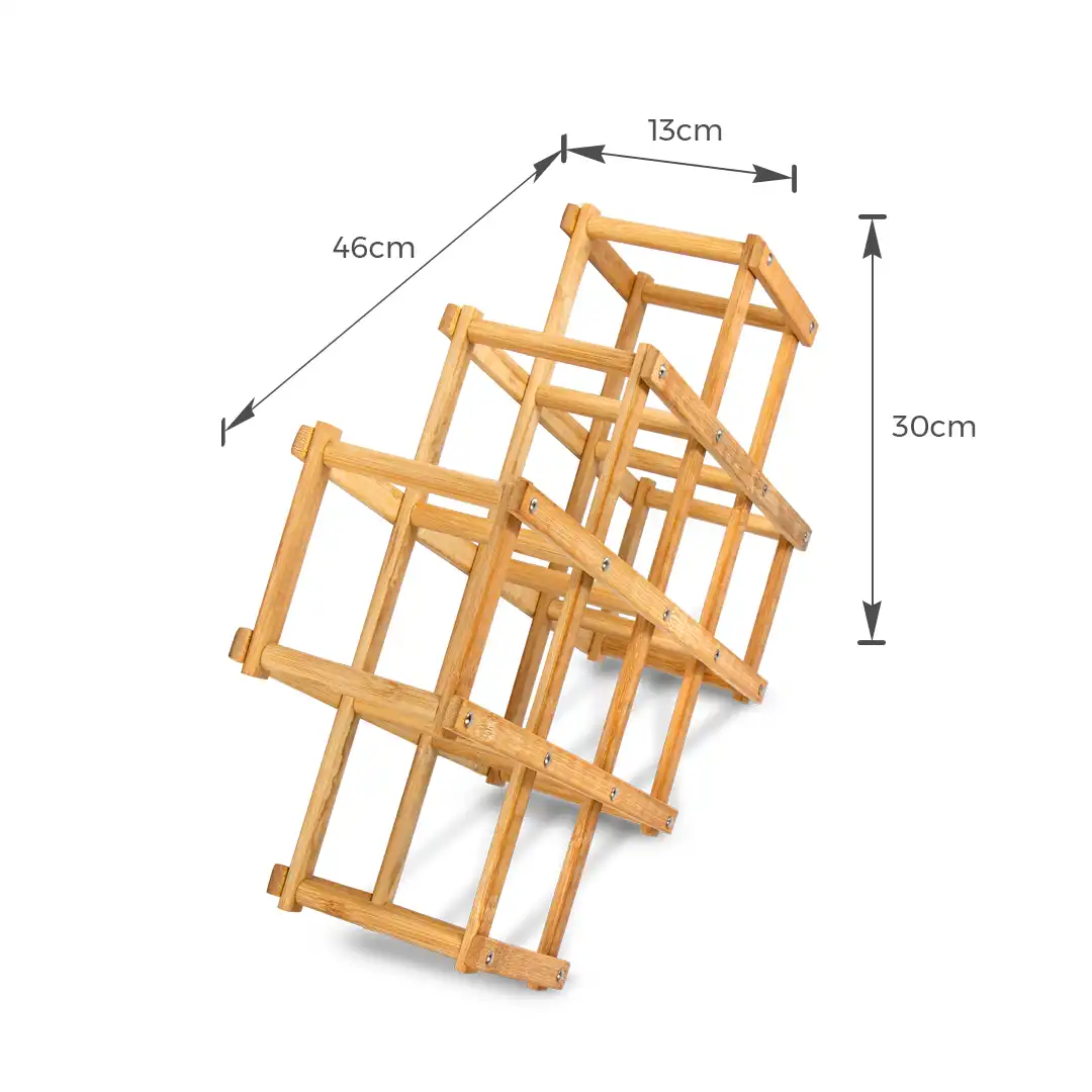 SUPORTE DE MADEIRA PARA VINHOS – 10 GARRAFAS - ORGANIZADOR DOBRÁVEL 
