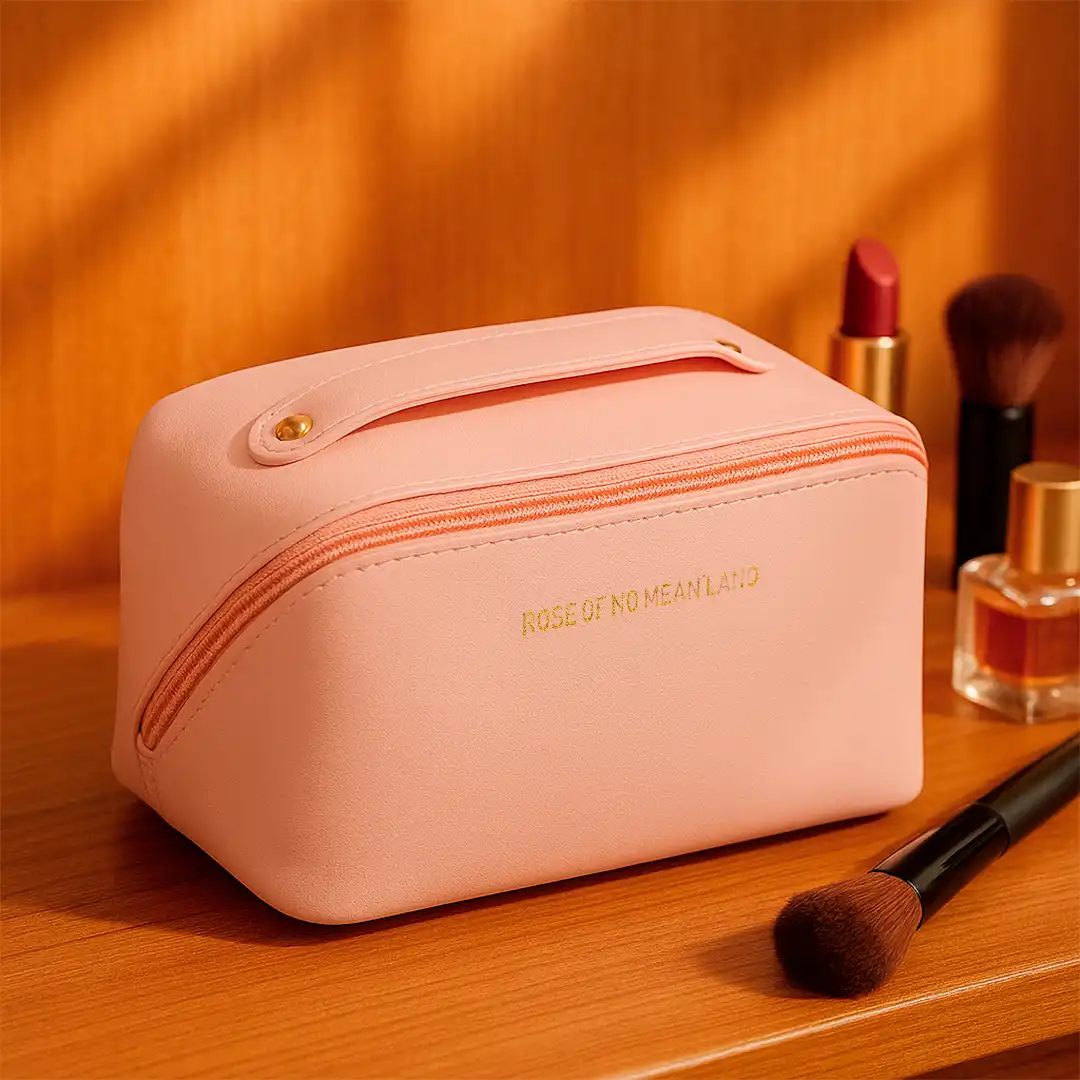 NECESSAIRE PVP COM ALÇA SUPERIOR E ZÍPER DOURADO