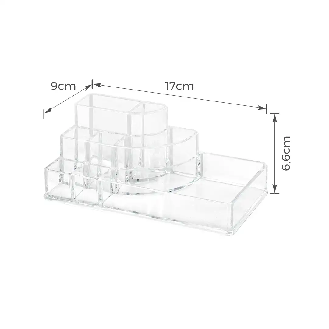 ORGANIZADOR ACRÍLICO 8 DIVISÕES - MULTIUSO PARA MAQUIAGEM, BANHEIRO E ESCRITÓRIO