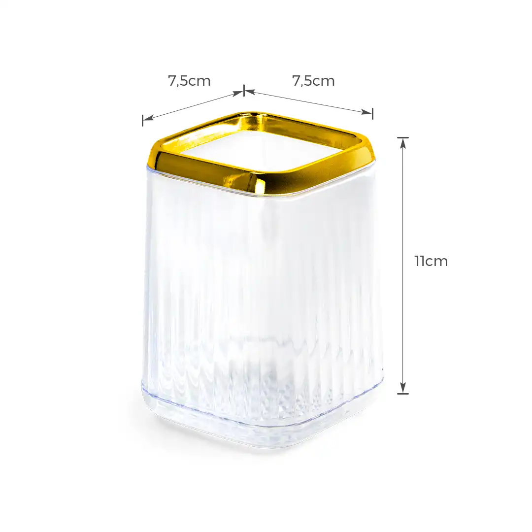 ORGANIZADOR MULTIUSO DE MAQUIAGEM COM DETALHE DOURADO 11CM