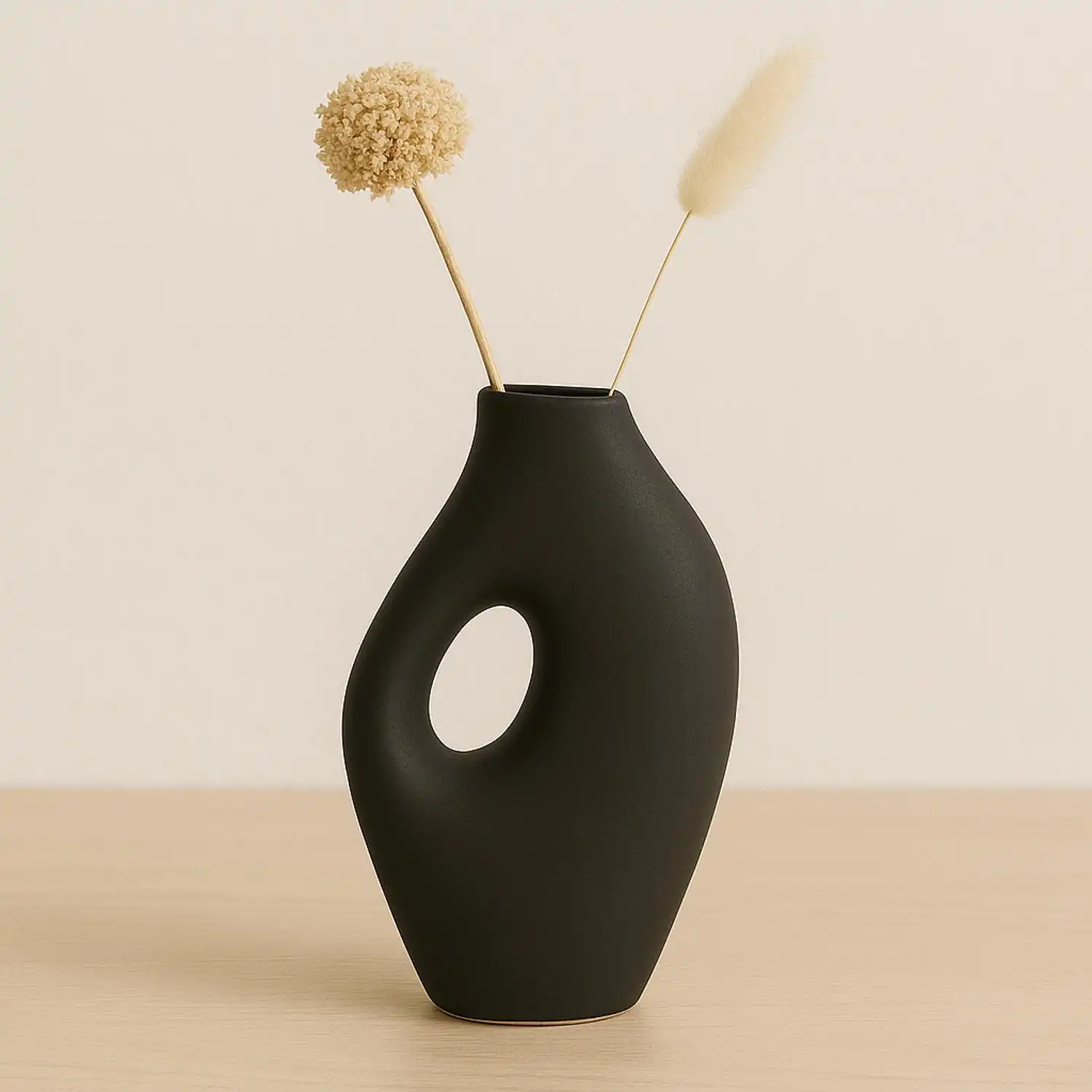 VASO PORCELANA DECORATIVO PRETO