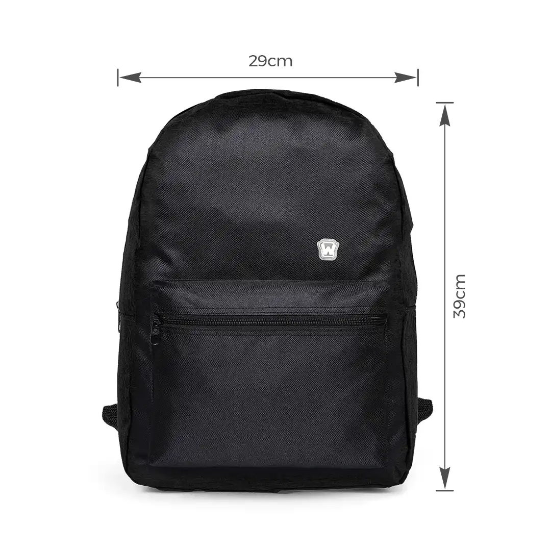 MOCHILA ESCOLAR EM POLIÉSTER 2 BOLSOS 39X29CM PRETO