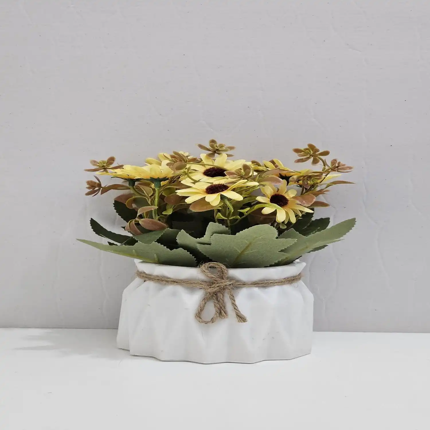 VASO DECORATIVO PLÁSTICO FLORES AMARELO