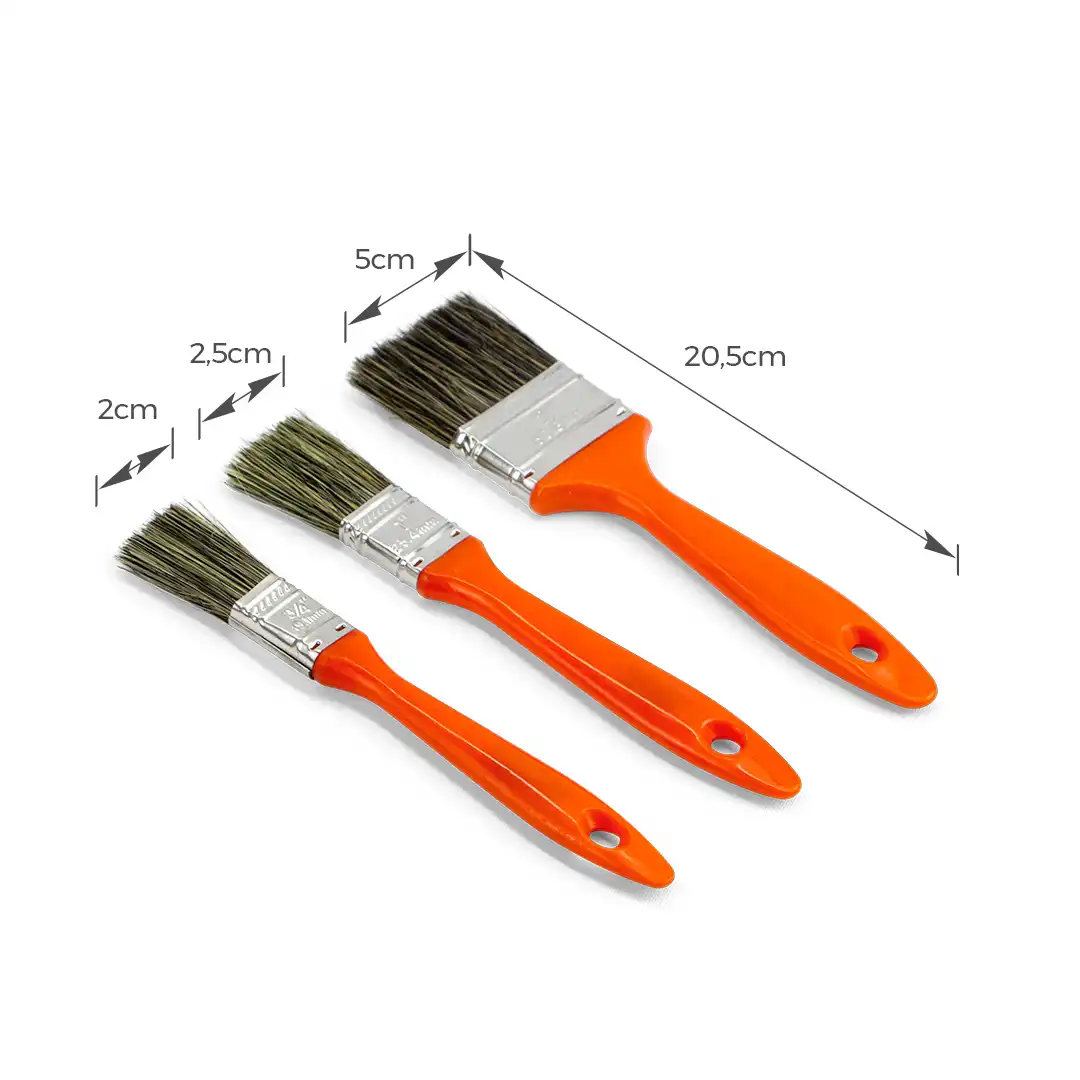 KIT DE PINCÉIS DE PINTURA COM CABO PLÁSTICO – 3 PEÇAS