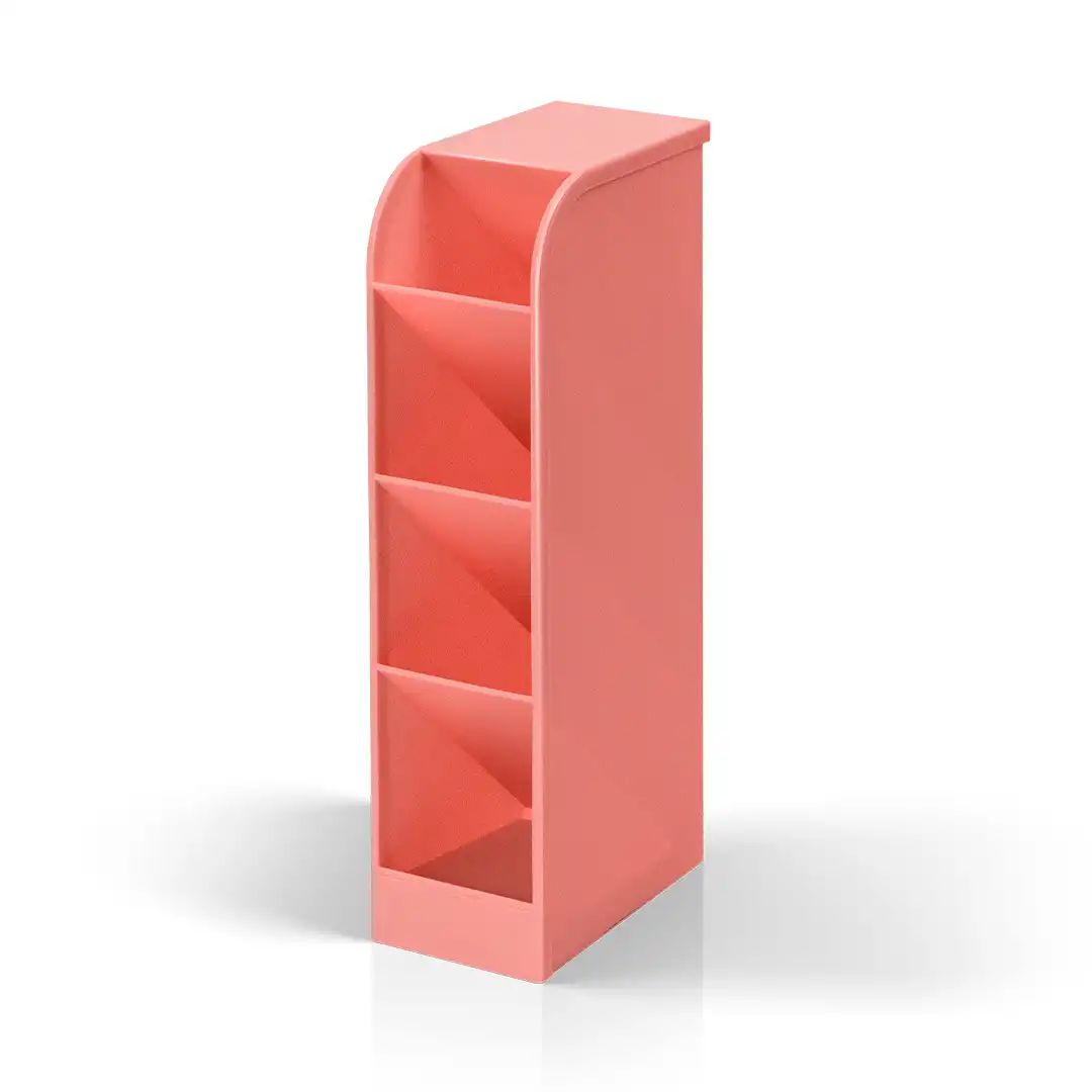 ORGANIZADOR MULTIUSO DE MESA EM PLÁSTICO ROSA COM 4 DIVISÓRIAS