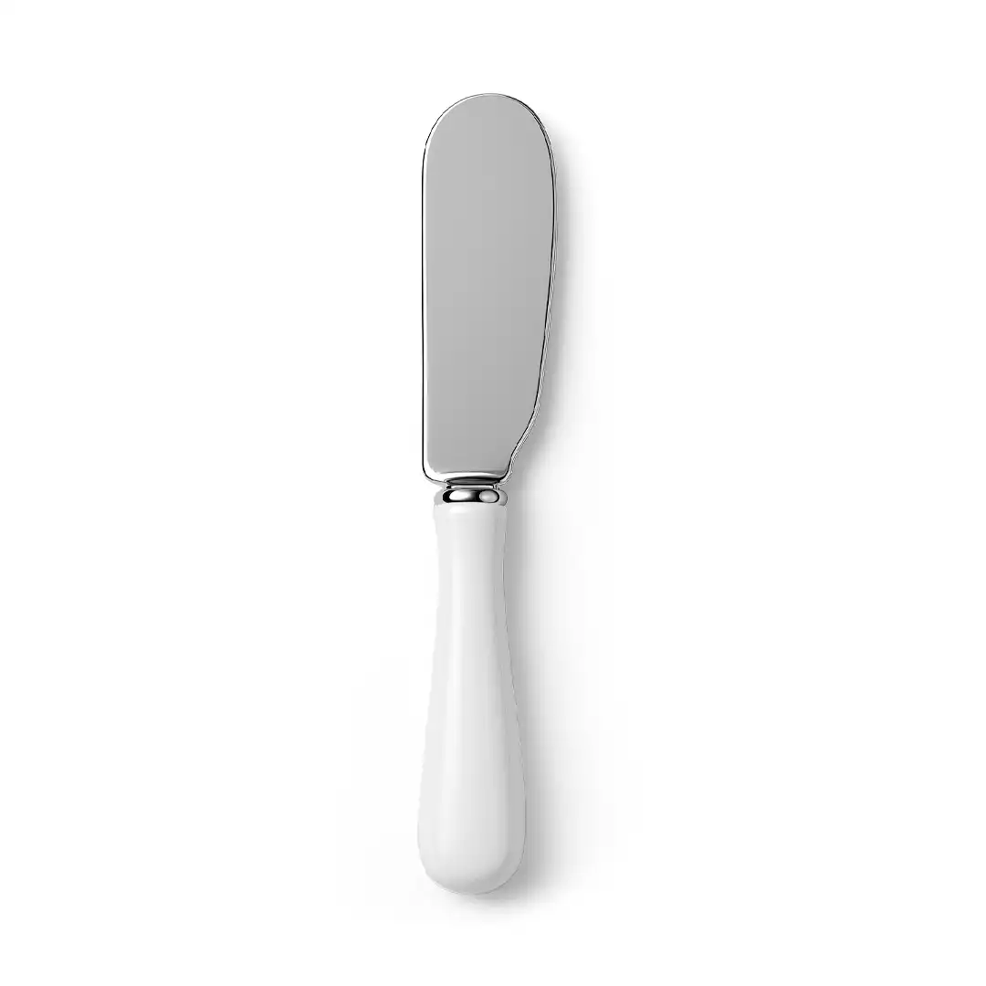 KIT 6 ESPÁTULAS PARA PATÊ EM INOX COM CABO BRANCO