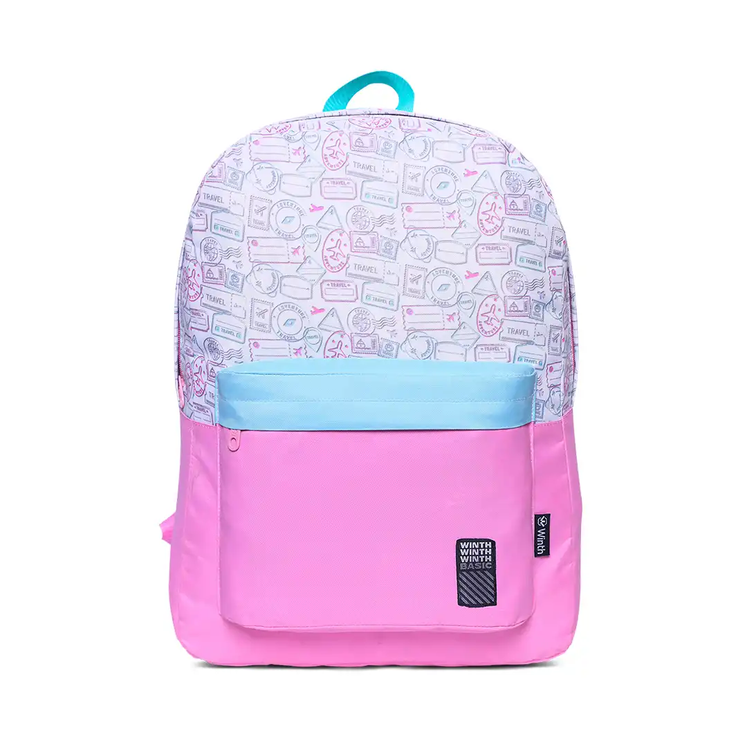 MOCHILA DE TECIDO COM 2 BOLSOS 46X30CM - ROSA