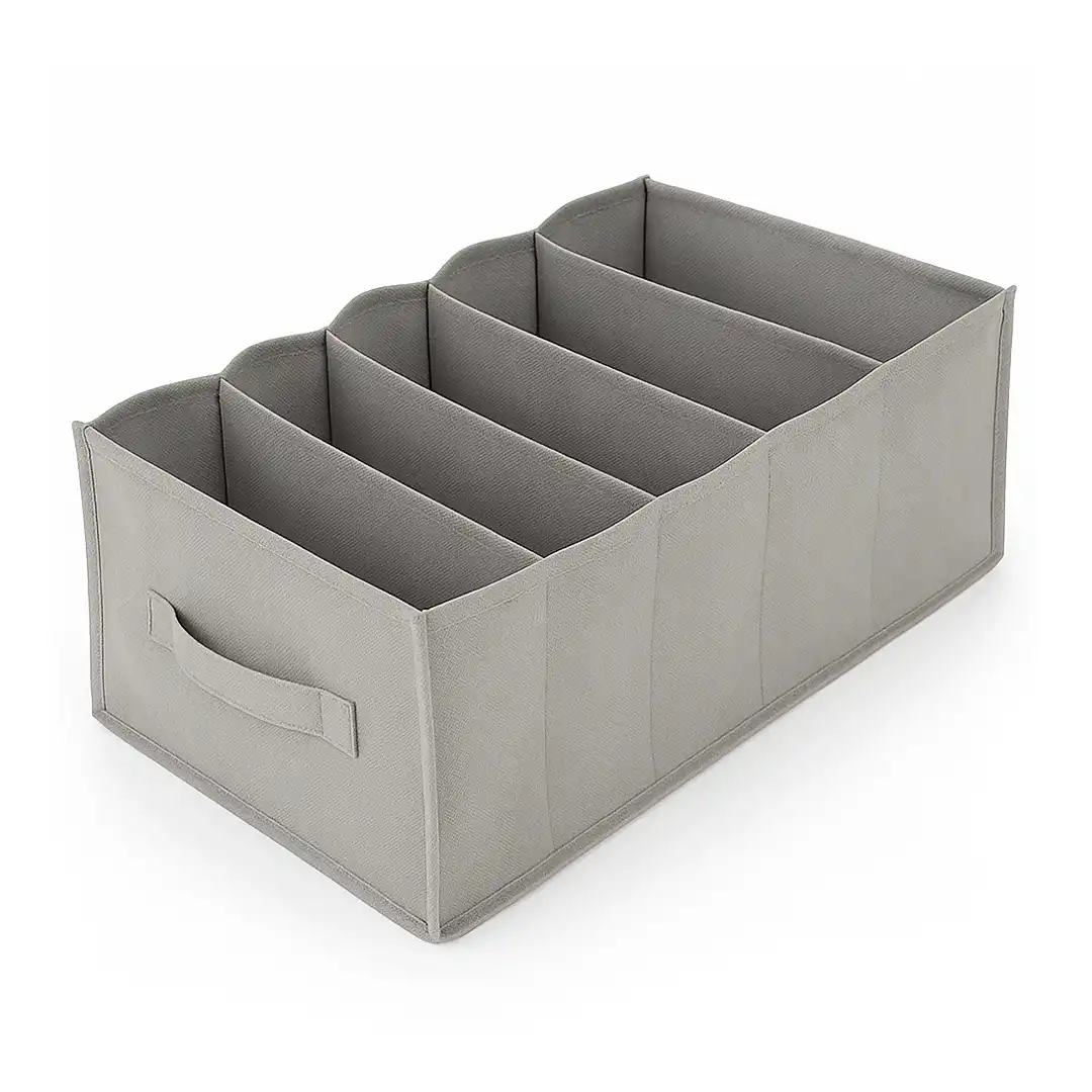 ORGANIZADOR MULTIUSO COM 5 DIVISÓRIAS E ALÇAS LATERAIS DOBRÁVEL – CINZA