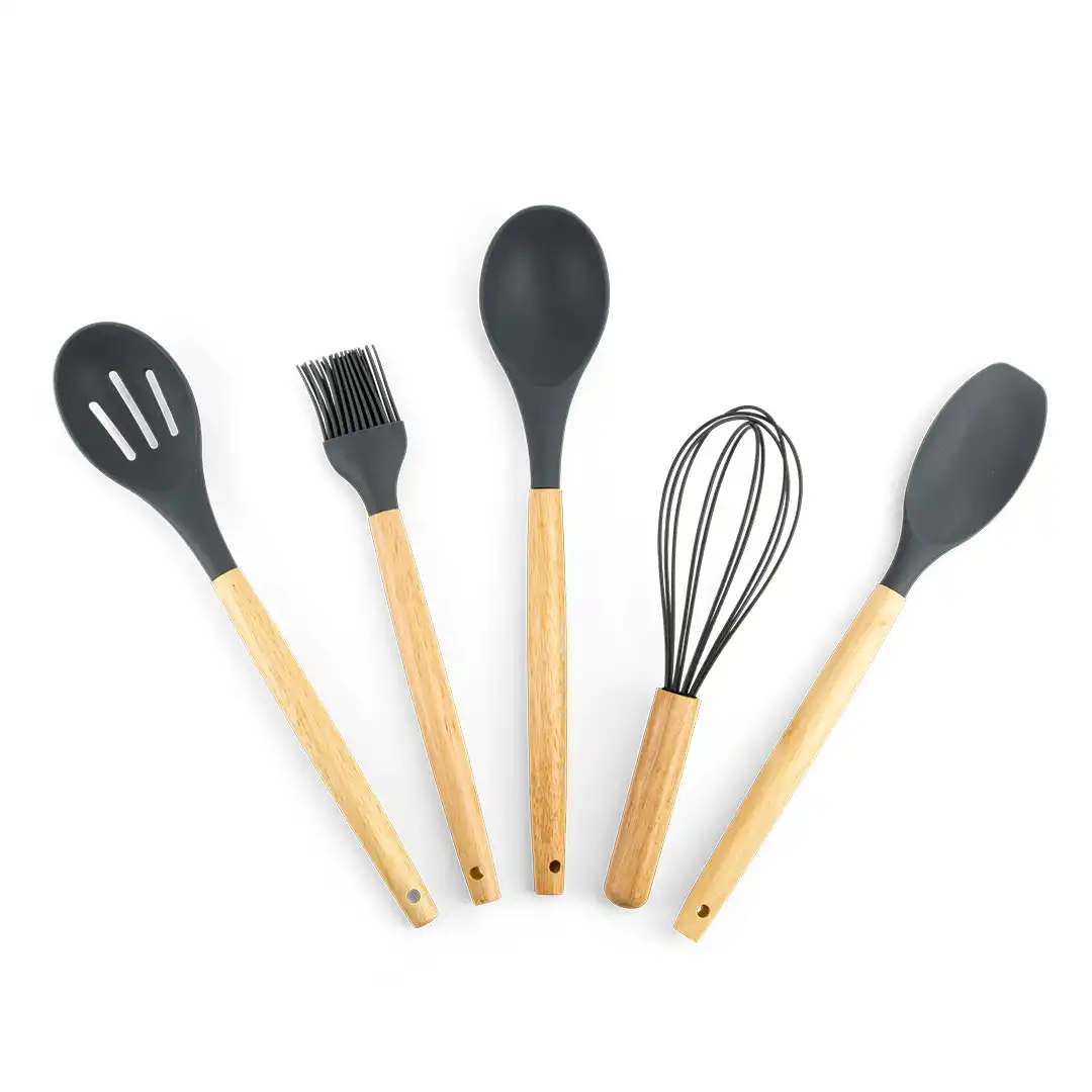 KIT DE UTENSÍLIOS DE COZINHA EM SILICONE E MADEIRA – 12 PEÇAS - SORTIDOS