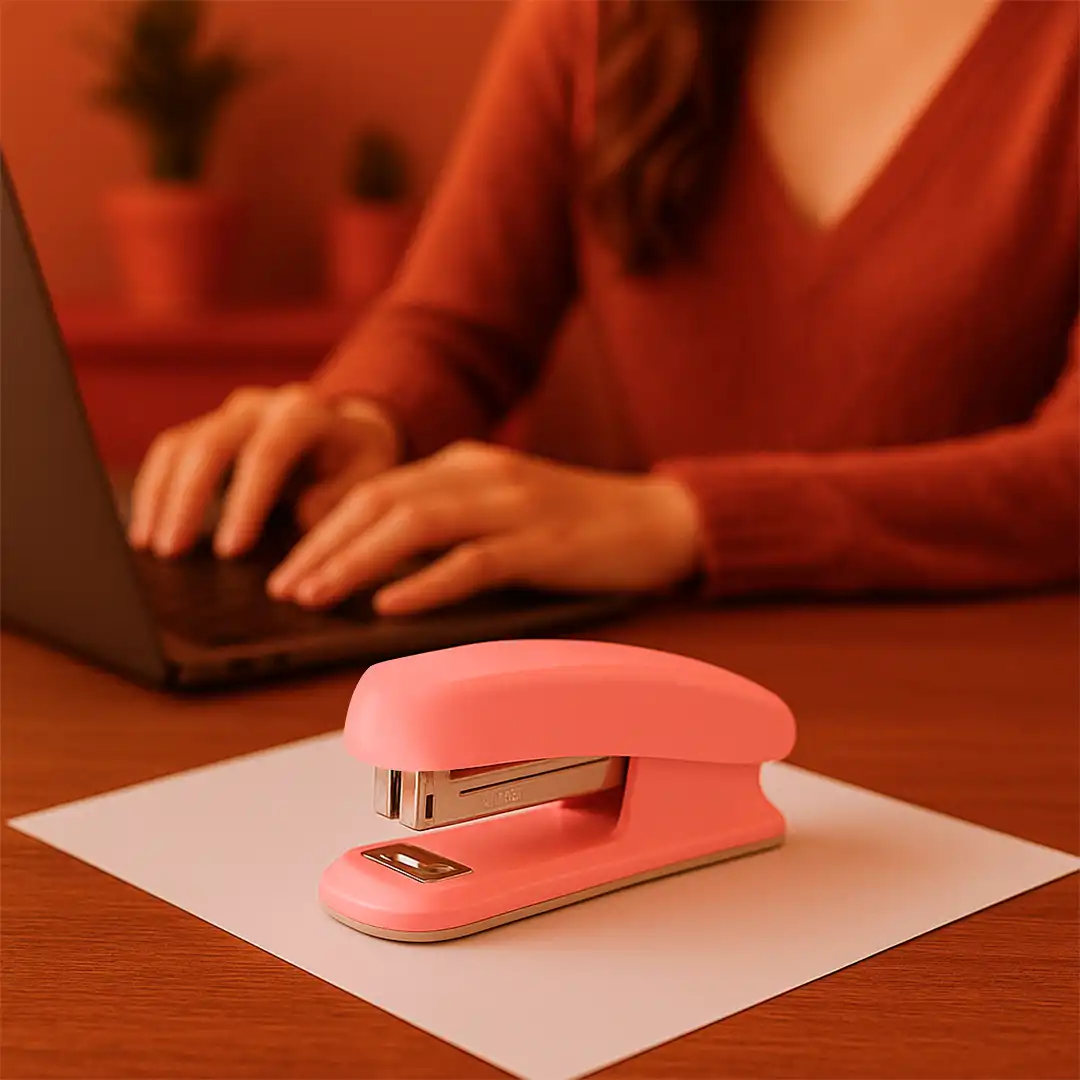 GRAMPEADOR DE MESA COM CAIXA DE GRAMPOS 24/6 – SORTIDO