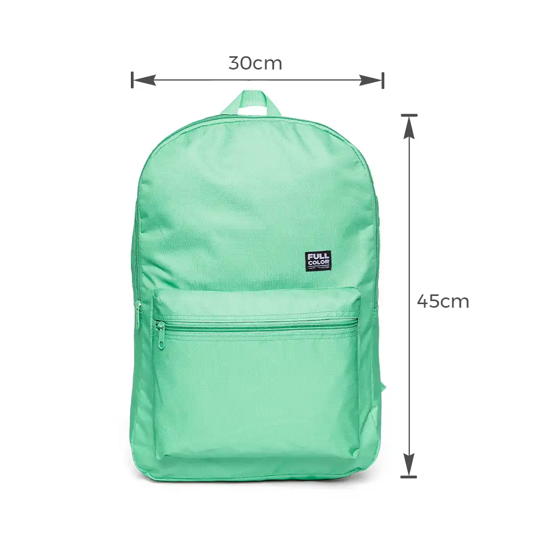 MOCHILA ESCOLAR SIMPLES EM POLIÉSTER 2 BOLSOS 45CM X 30CM - VERDE CLARO
