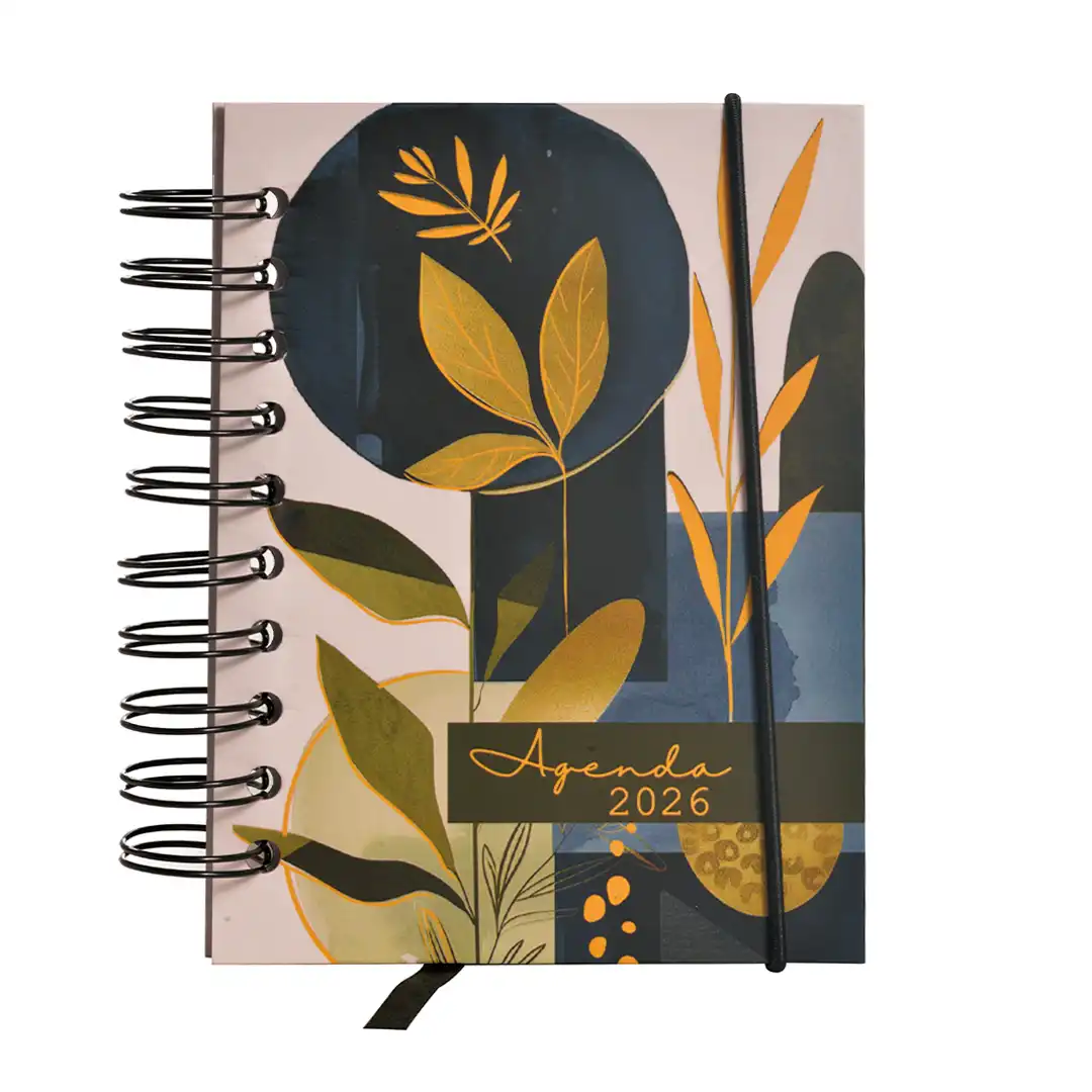 AGENDA ESPIRAL 2026 COM CAPA DURA E ELÁSTICO 11X15CM – SORTIDAS