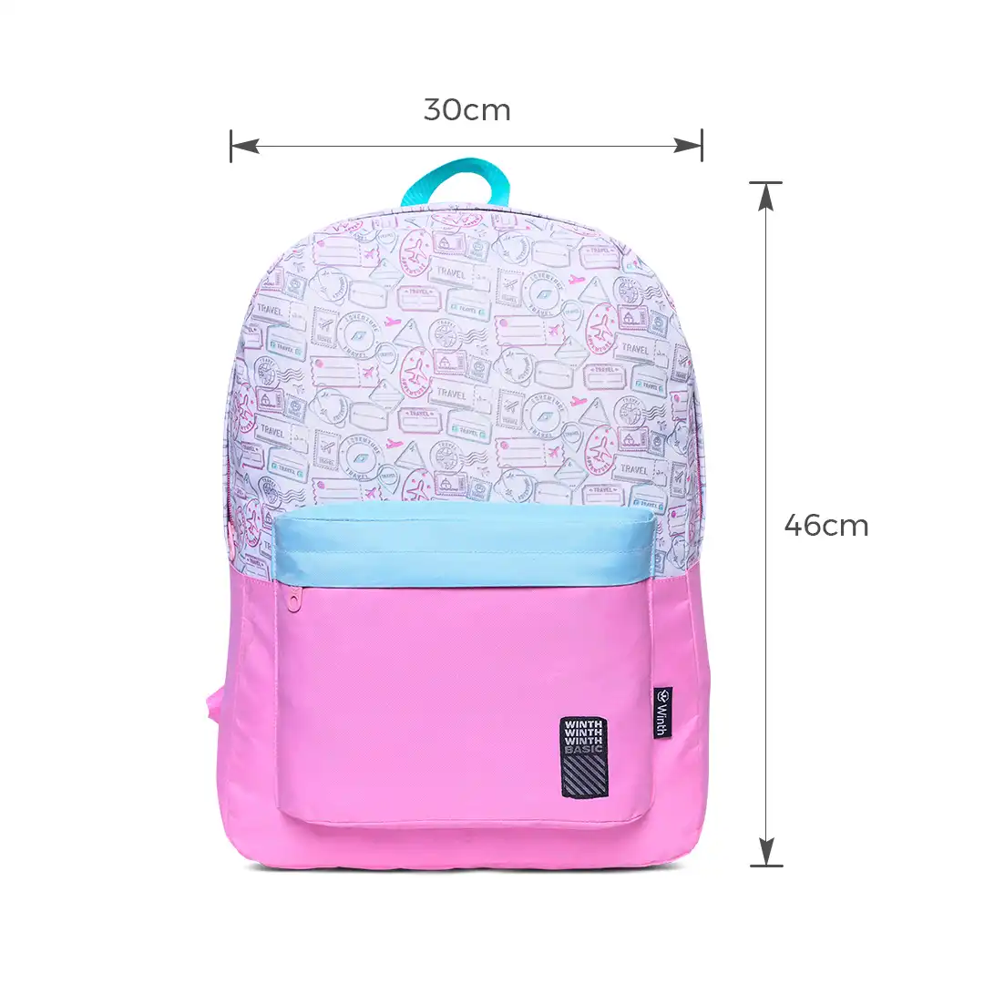 MOCHILA DE TECIDO COM 2 BOLSOS 46X30CM - ROSA