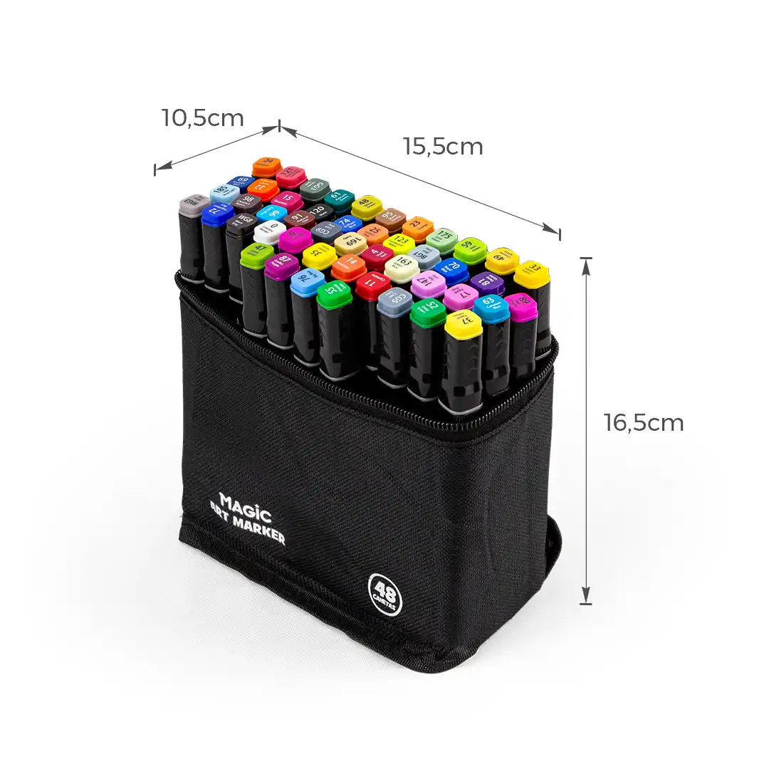 KIT DE CANETINHAS ARTÍSTICAS DUPLA PONTA 48 CORES BOBBIE GOODS