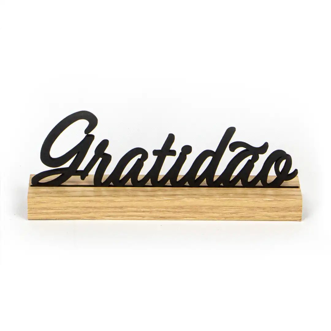DECORAÇÃO DE MESA GRATIDÃO – ENFEITE EM MDF PARA LAR OU ESCRITÓRIO