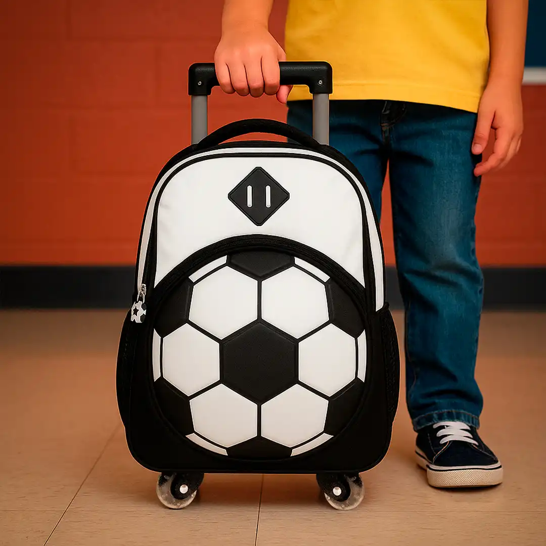 MOCHILA INFANTIL COM RODINHAS 50X33CM - BRANCO