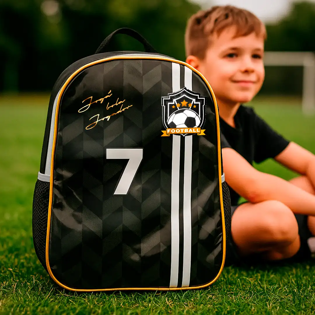 MOCHILA INFANTIL FUTEBOL 1 DIVISÃO 46X36CM PRETO