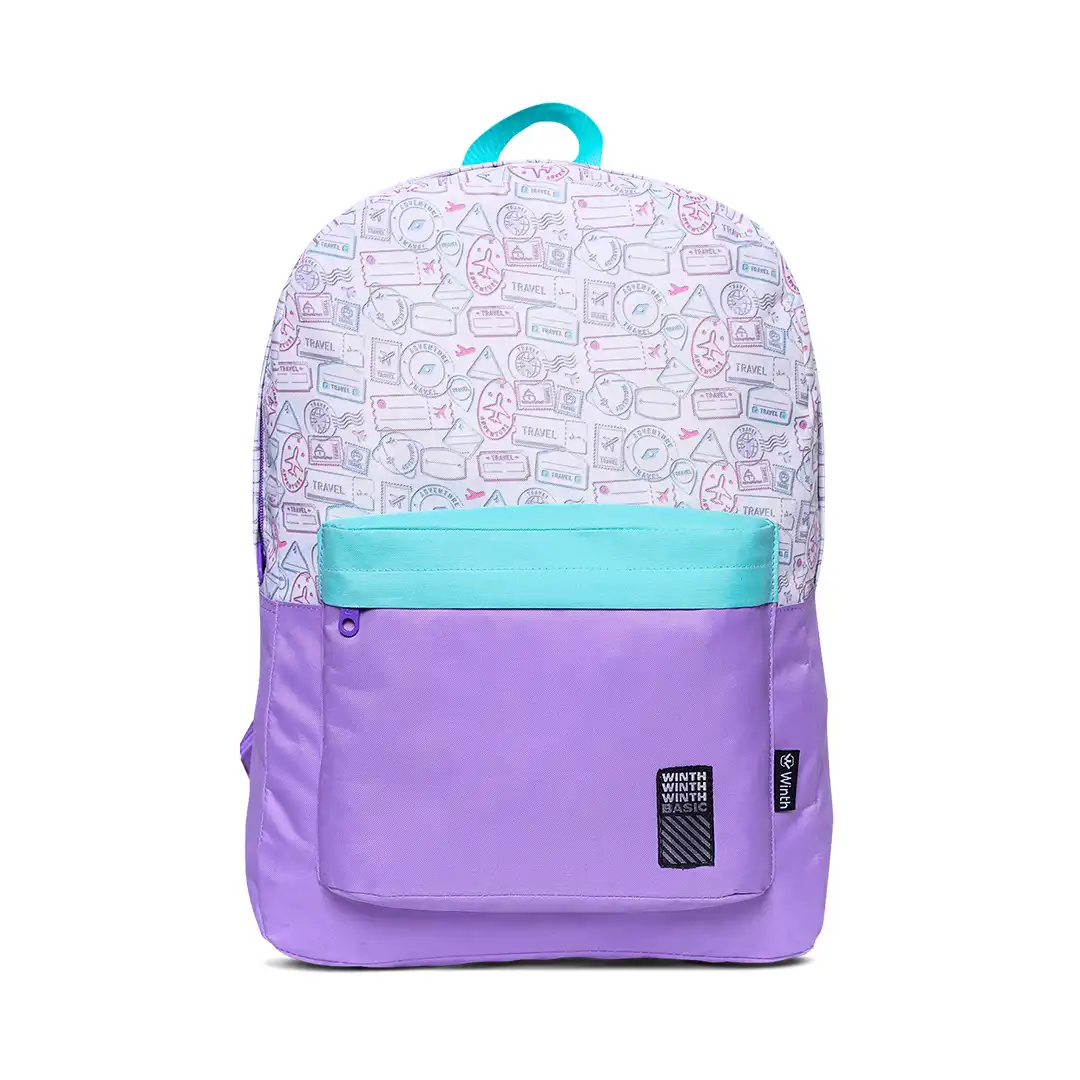 MOCHILA DE TECIDO COM 2 BOLSOS 46X30CM - ROXO