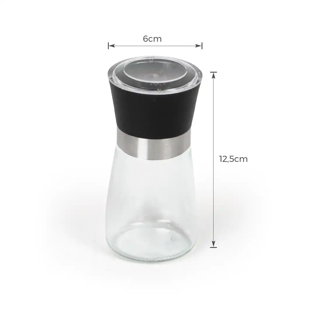 MOEDOR DE SAL E PIMENTA EM VIDRO COM TAMPA – 200ML