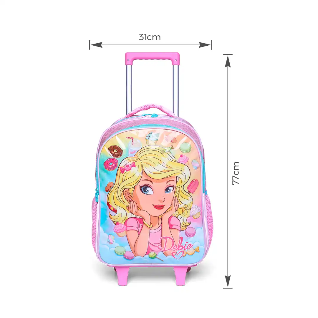 MOCHILA INFANTIL COM RODINHAS 47CM X 31CM ROSA