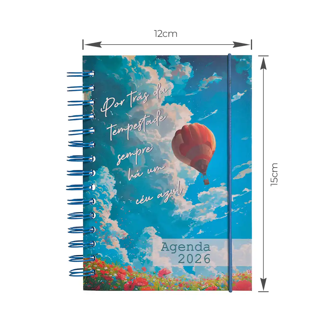 AGENDA ESPIRAL 2026 COM CAPA DURA E ELÁSTICO 11X15CM – SORTIDAS