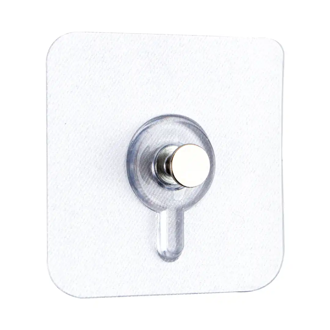 GANCHO ADESIVO TRANSPARENTE PLÁSTICO E METAL – KIT 3 PEÇAS