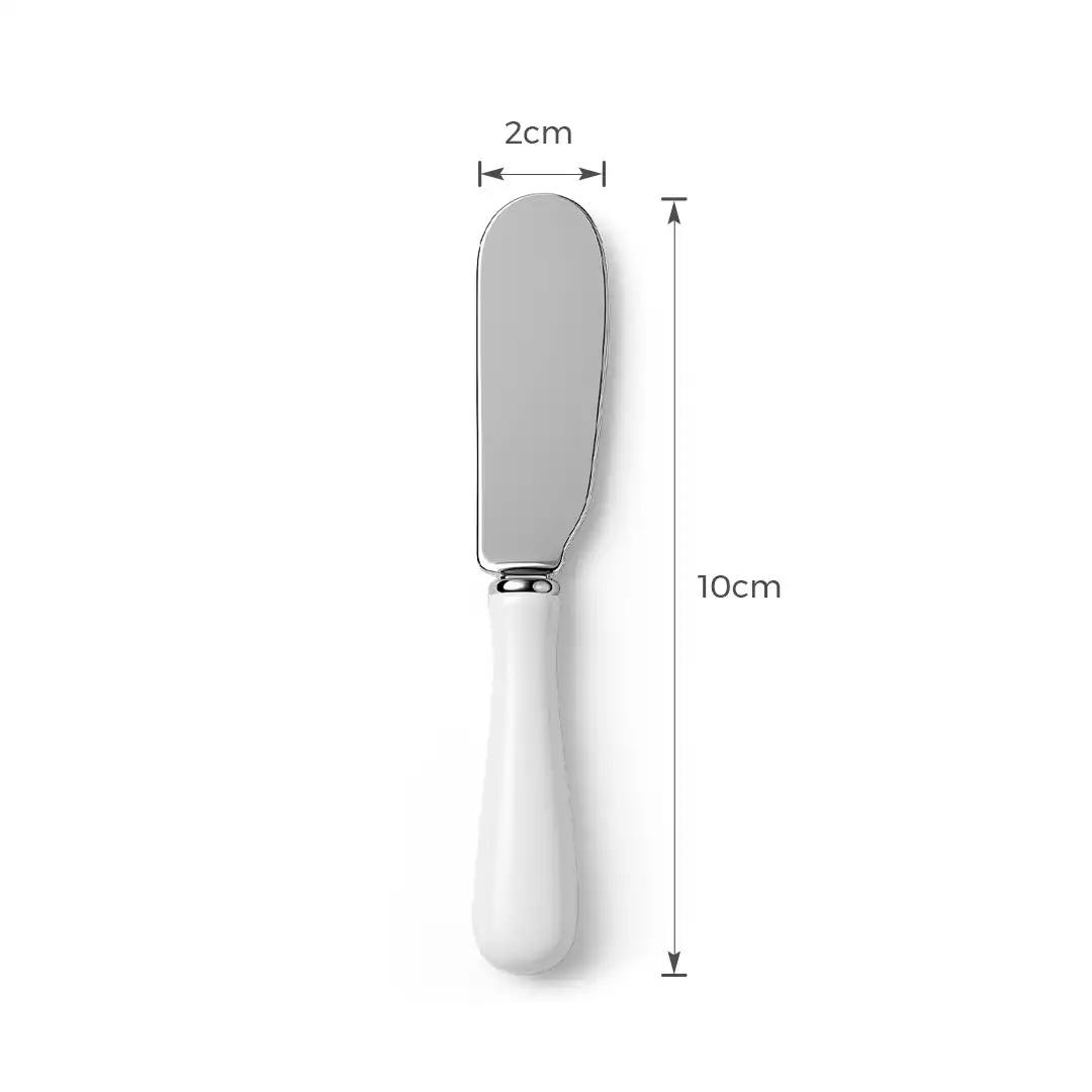 KIT 6 ESPÁTULAS PARA PATÊ EM INOX COM CABO BRANCO