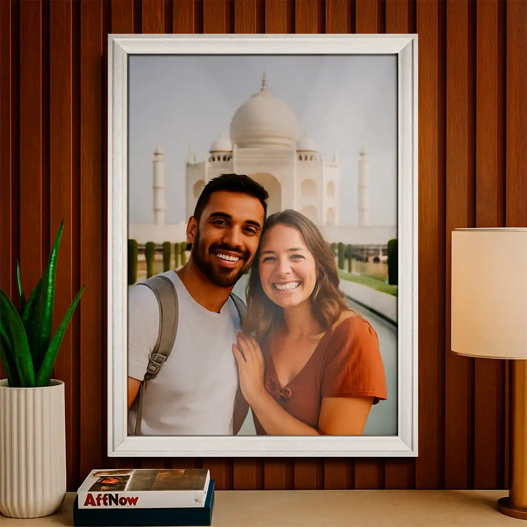 PORTA-RETRATO DECORATIVO A3 EM MDF BRANCO COM PROTEÇÃO EM PLÁSTICO