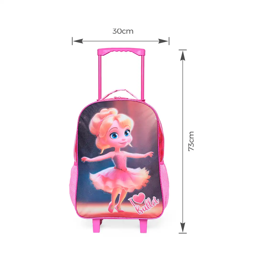 MOCHILA INFANTIL COM RODINHAS 3 PEÇAS - ROSA
