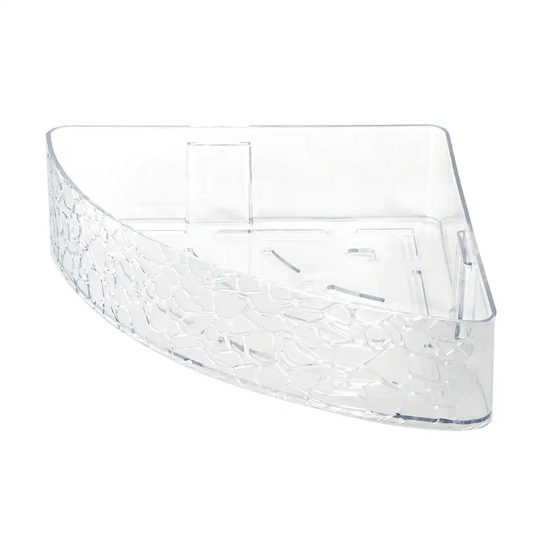 SUPORTE MULTIUSO DE BANHEIRO CANTO ADESIVO TRANSPARENTE 22x22x6CM