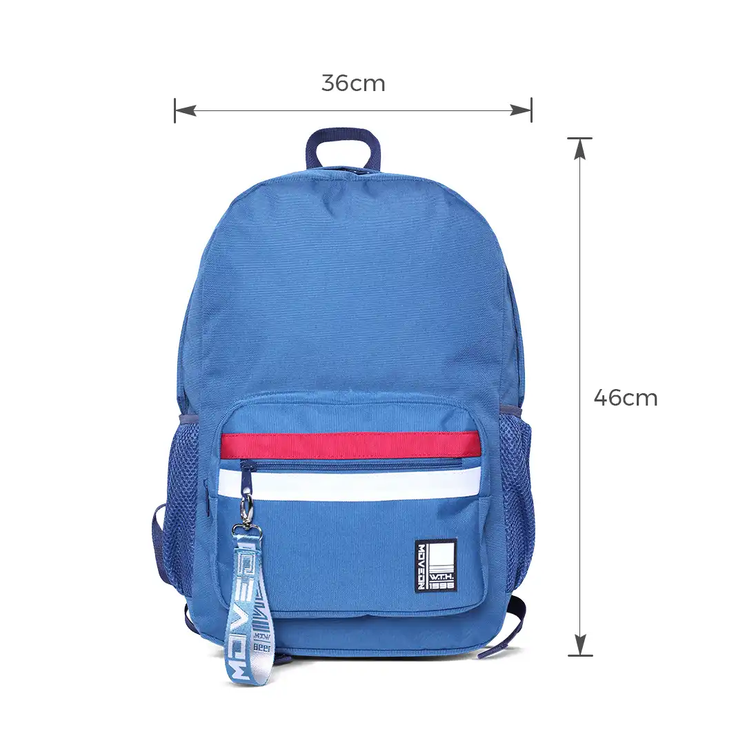 MOCHILA DE TECIDO COM 3 BOLSOS 46X36CM AZUL