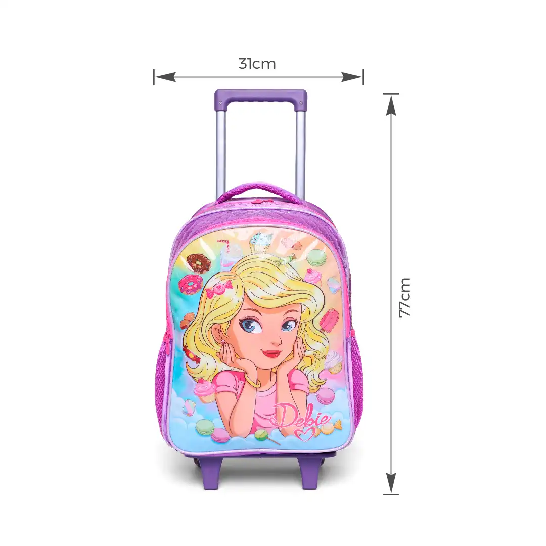 MOCHILA INFANTIL COM RODINHAS 47CM X 31CM ROXO