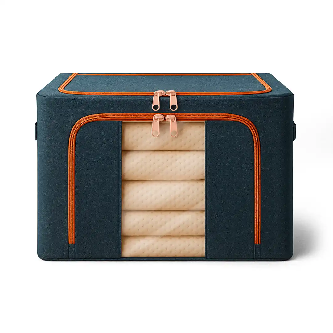 CAIXA ORGANIZADORA COM VISOR EM TECIDO – 50X40X33 cm