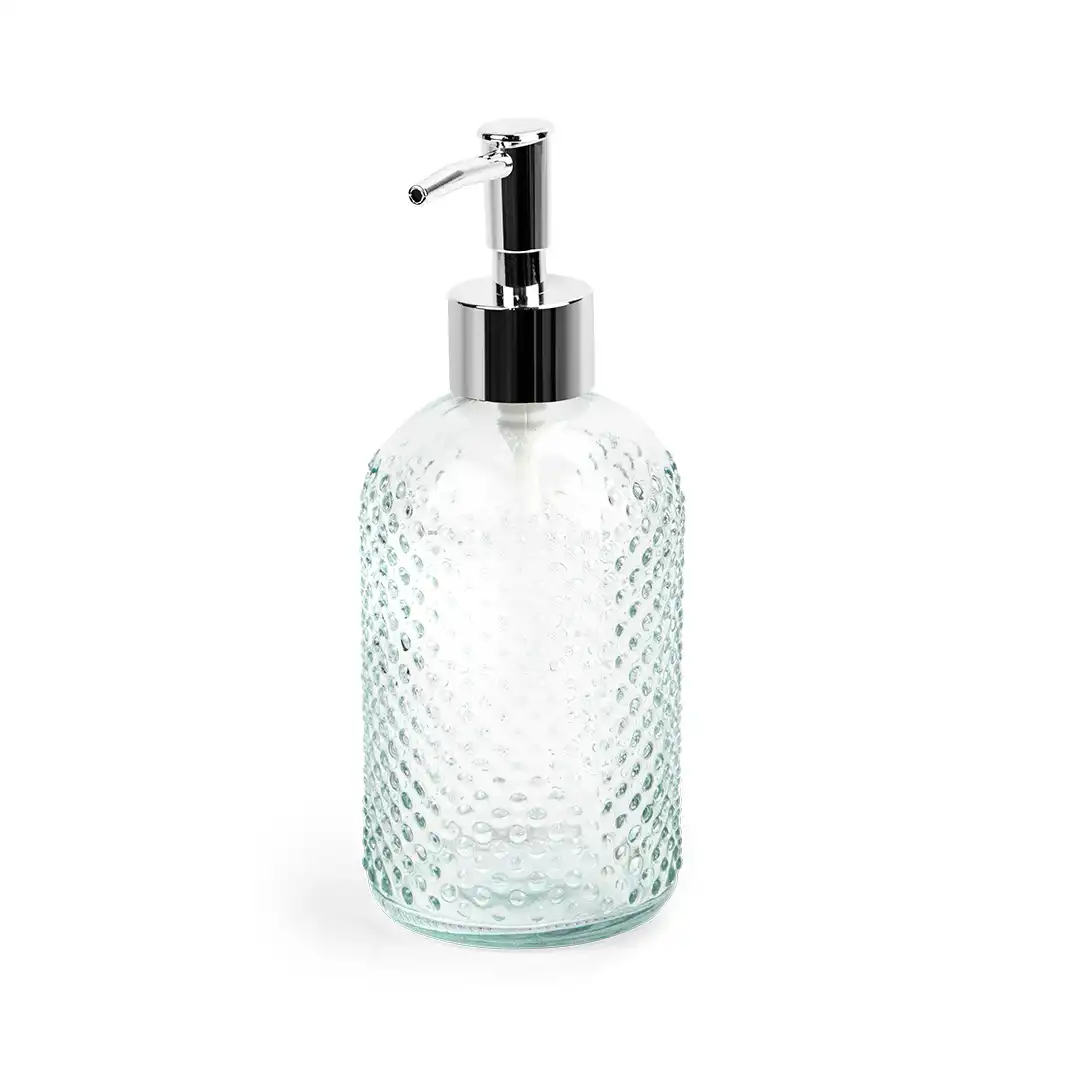 DISPENSER DE SABONETE LÍQUIDO EM VIDRO COM BICO PUMP CINZA
