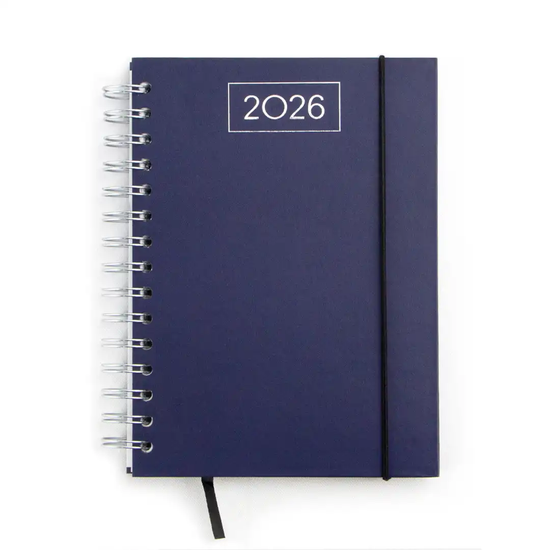 AGENDA ESPIRAL 2026 COM CAPA DURA E ELÁSTICO 15x21CM – SORTIDAS