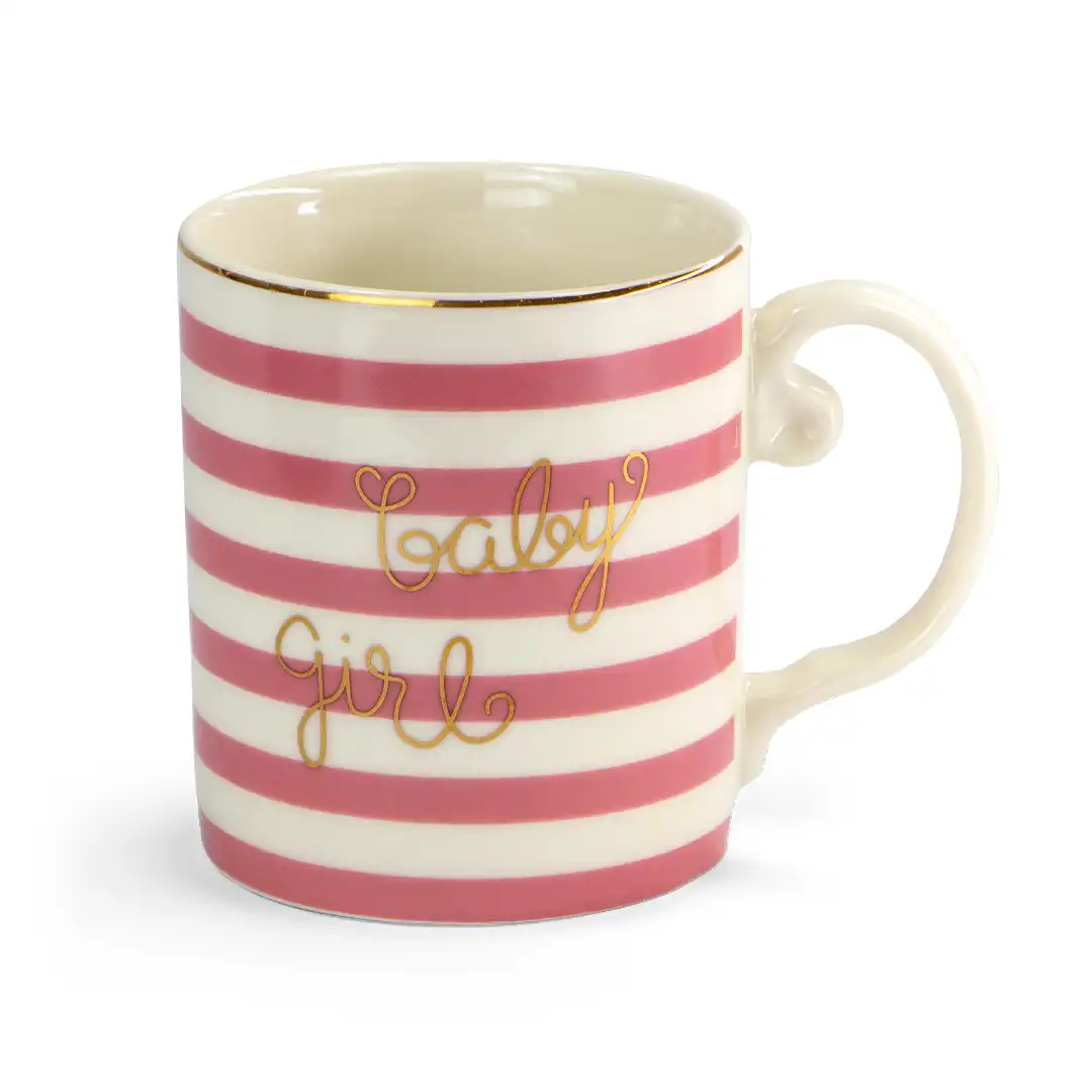 CANECA DE PORCELANA ROSA 300ML COM FRASE BABY GIRL