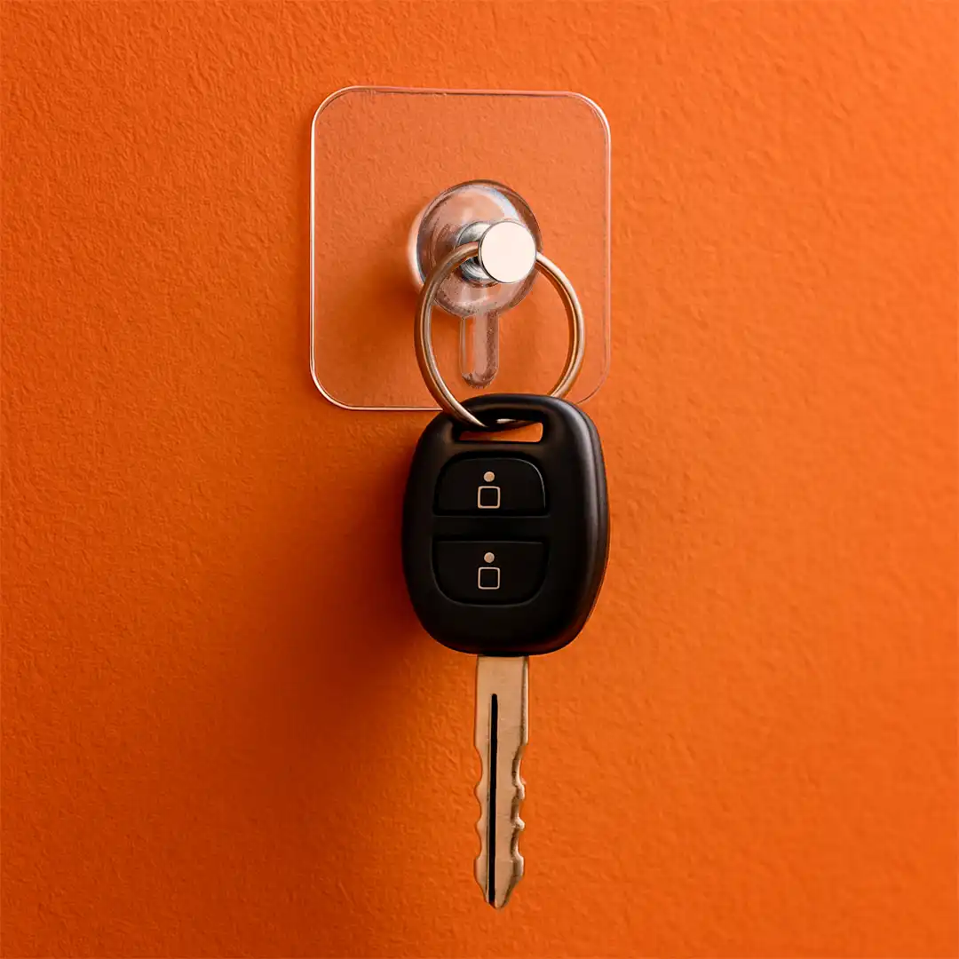 GANCHO ADESIVO TRANSPARENTE PLÁSTICO E METAL – KIT 3 PEÇAS