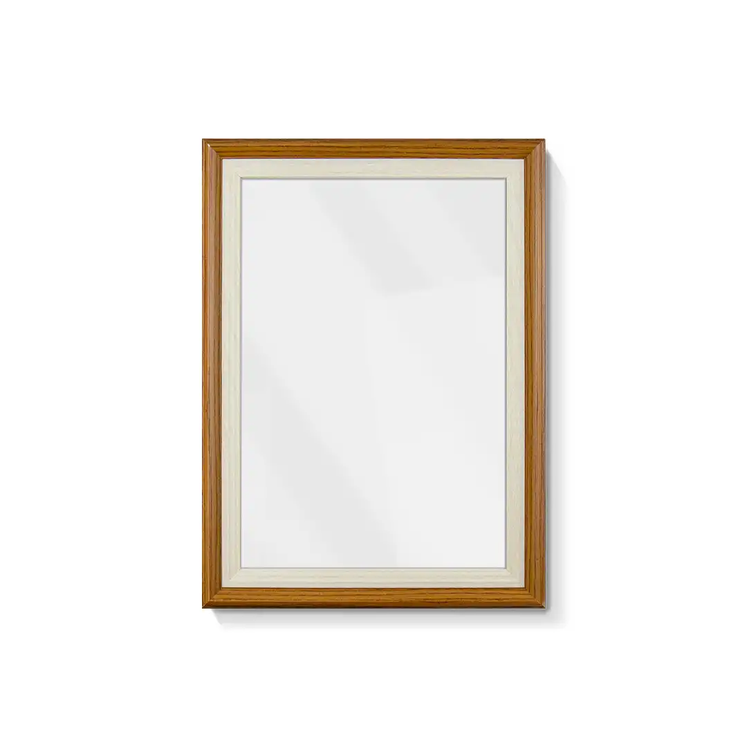 PORTA-RETRATO DECORATIVO 6X8CM EM MDF MARROM E BRANCO COM PROTEÇÃO EM PLÁSTICO