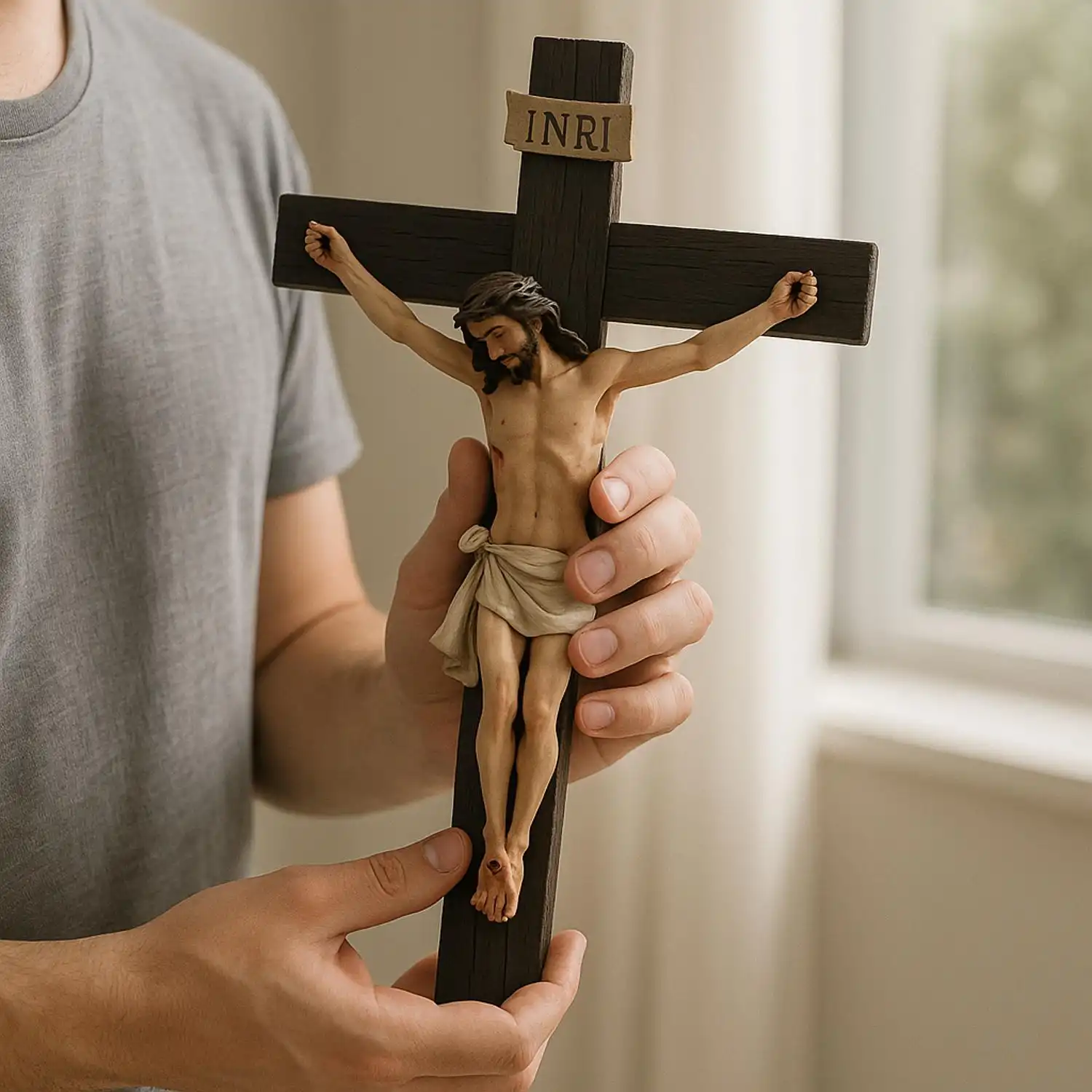 IMAGEM CRISTO CRUCIFIXO EM RESINA