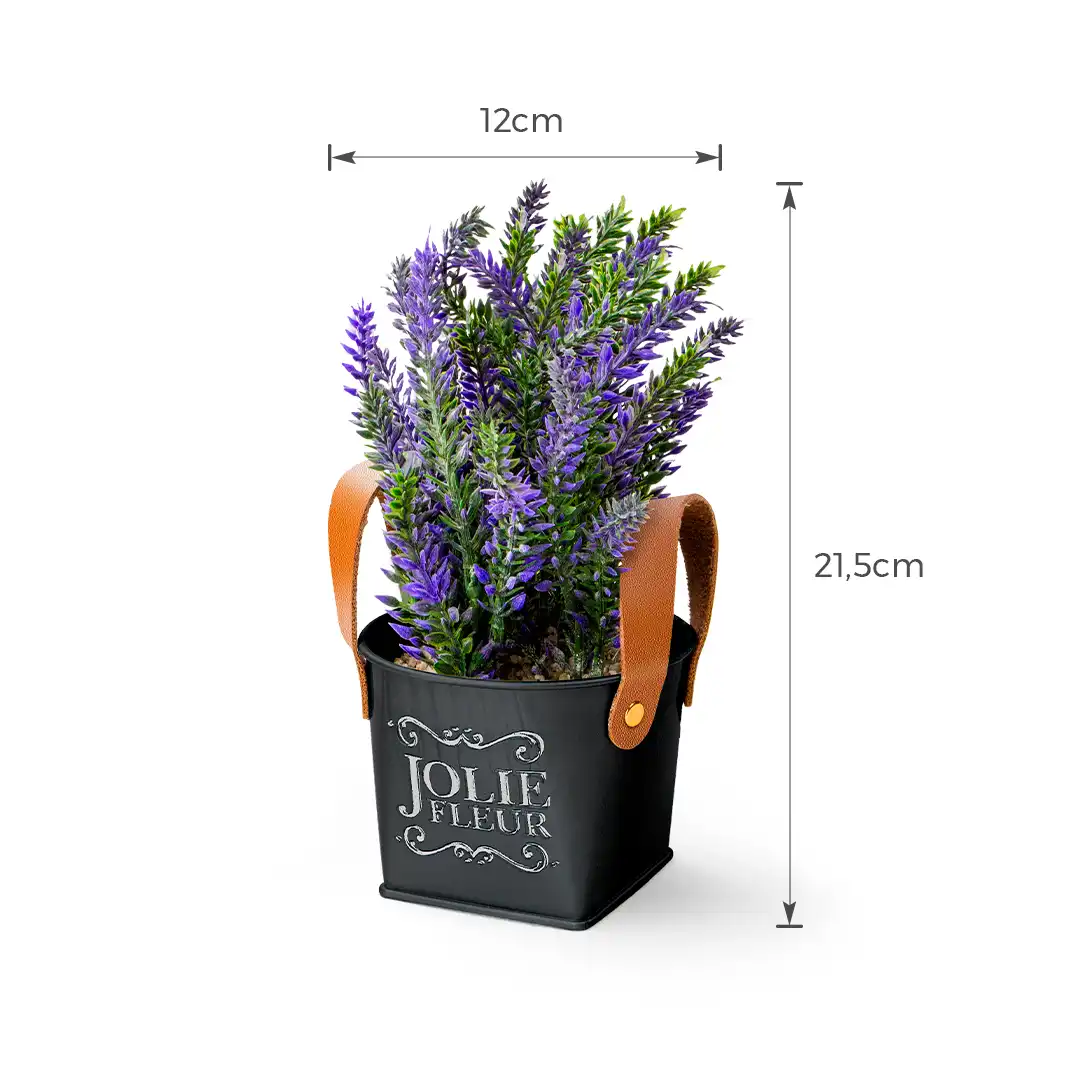 VASO DECORATIVO COM FLORES ARTIFICIAIS E ALÇA PRETO