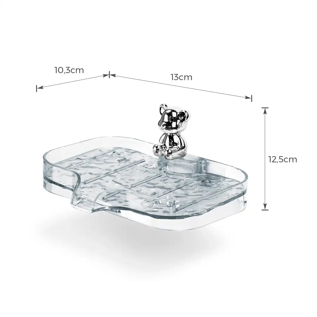 SABONETEIRA DE ACRÍLICO COM URSINHO E FIXAÇÃO ADESIVA PARA BANHEIRO