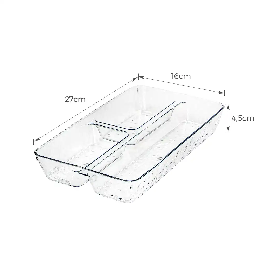 ORGANIZADOR RETANGULAR MULTIUSO PLÁSTICO TRANSPARENTE 27CM