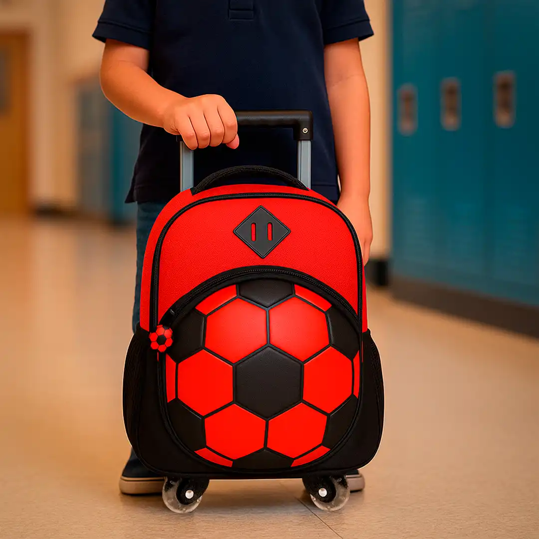 MOCHILA INFANTIL COM RODINHAS 50X33CM - VERMELHO